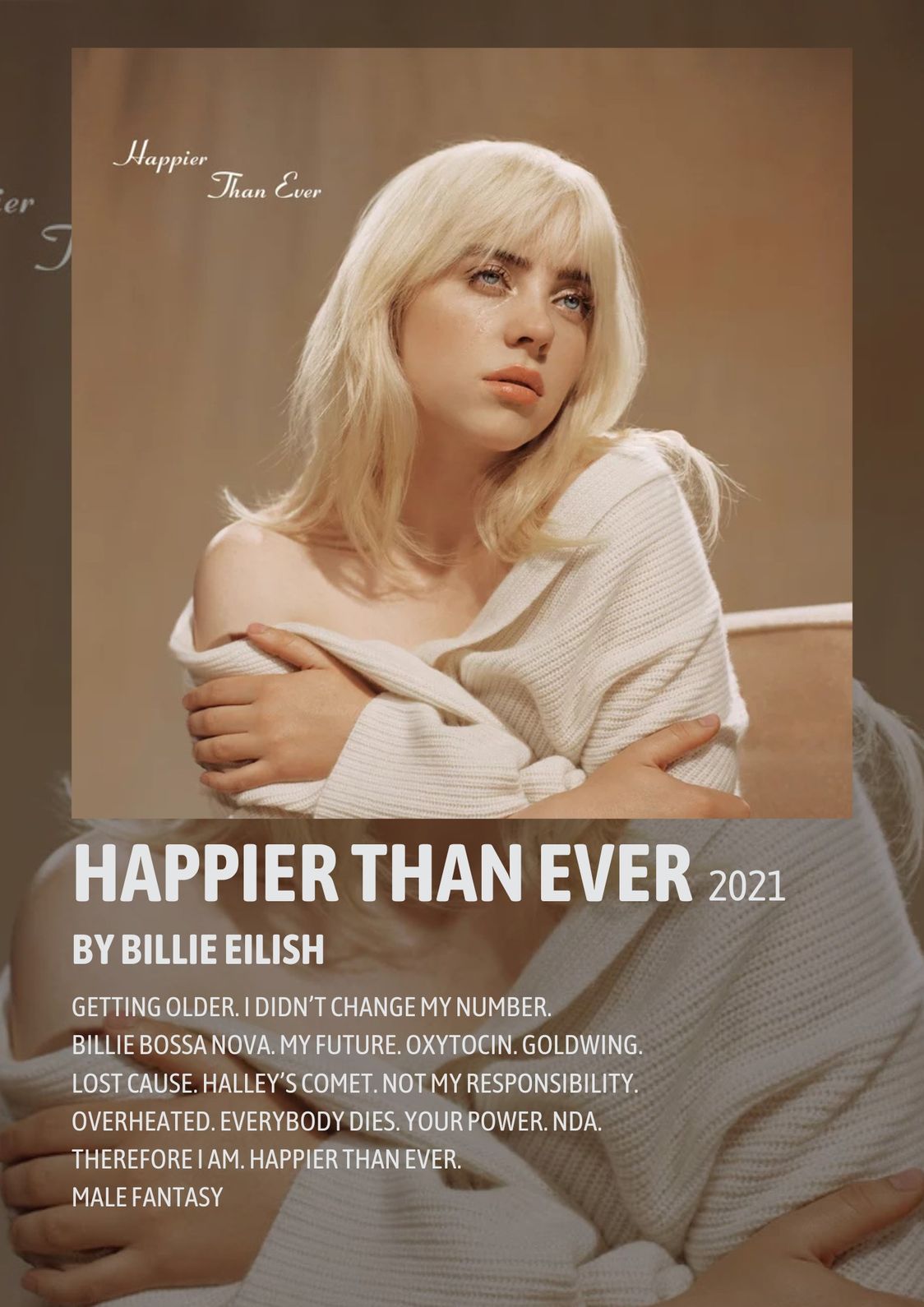 Happier than ever Billie Eilish | Album Cover Poster