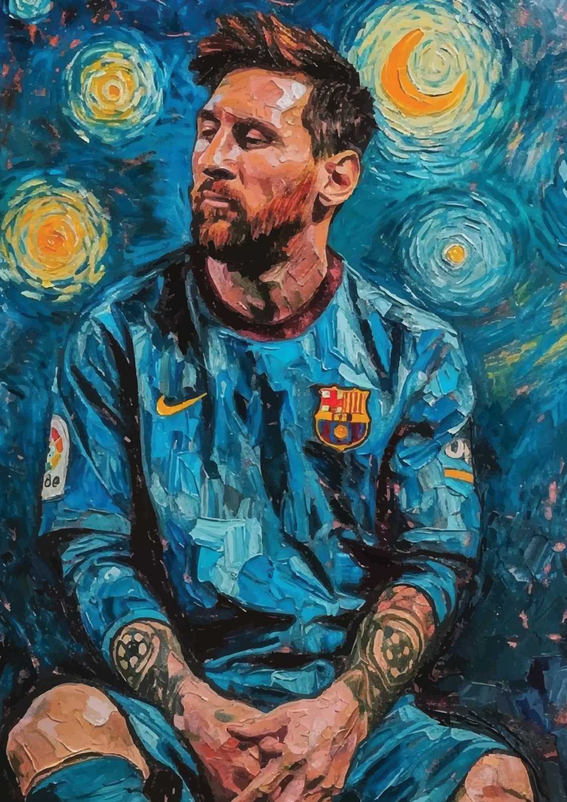 Lionel Messi Van Gogh Starry Night | Football Poster