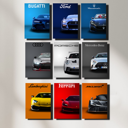 Car Set Front - Set of 9 | Poster Set