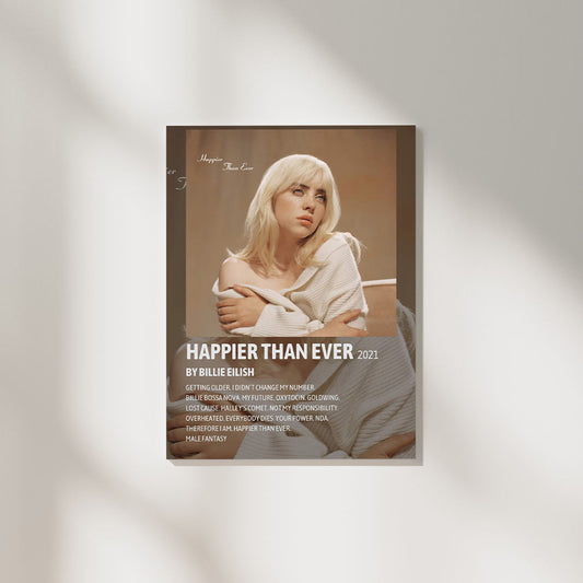Happier than ever Billie Eilish | Album Cover Poster