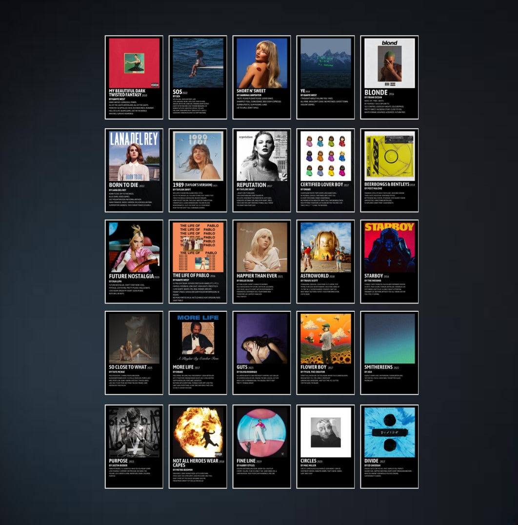 Music Album Cover - Set of 25 | Poster Set