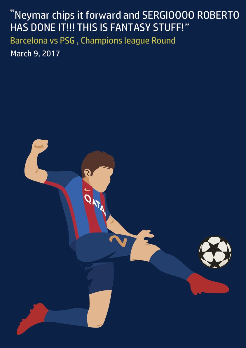 Sergio Roberto Iconic Moment FCB | Football Poster