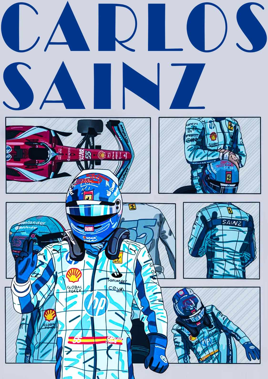 Carlos Sainz Ferrari Blue | F1 Poster